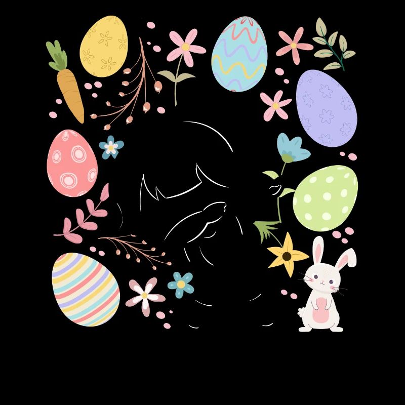 Silhouette Mädchen Bunte Eier Ostern Kostüm