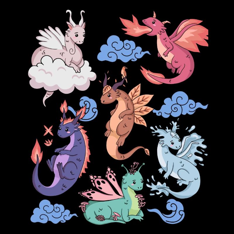 Flug Der Drachen Niedliche Elementare Mythische