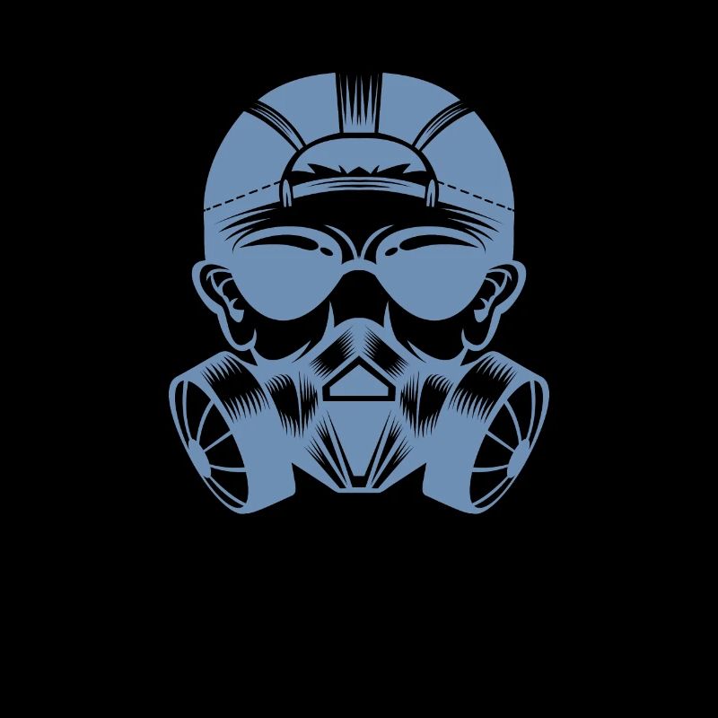 Techno Kopf Gesicht Gasmaske Brille Basecap