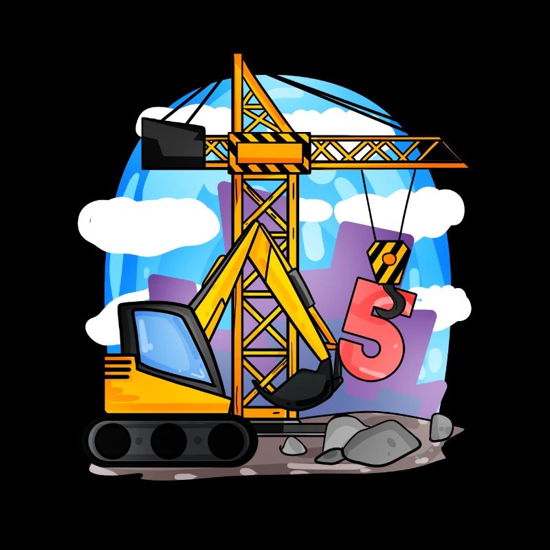 5. Geburtstag 5 Jahre Kran Baustelle Bagger Junge