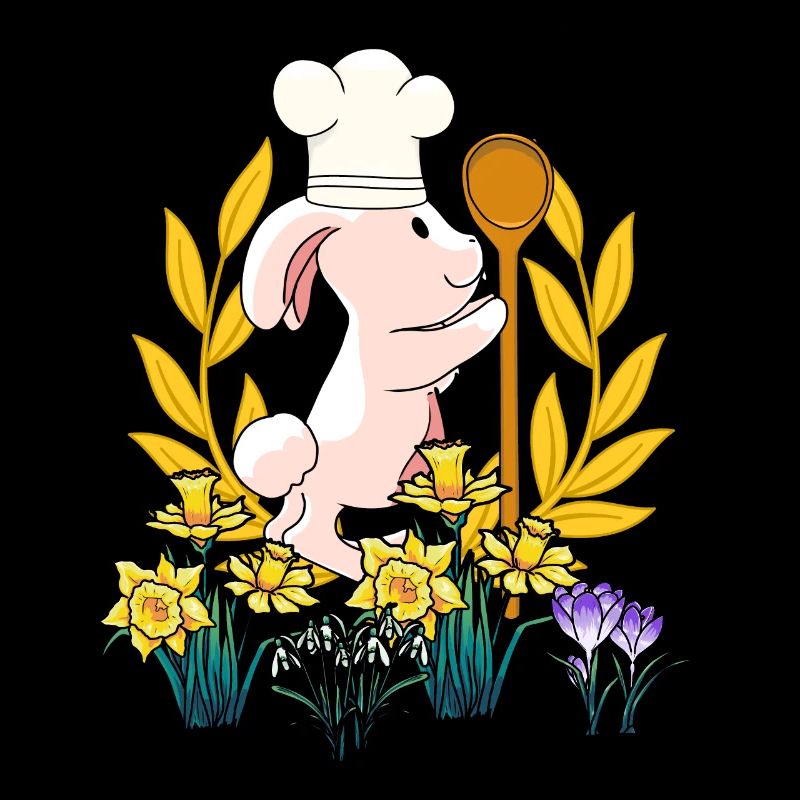 Cuisine de Pâques Cuisinier Cuillère de cuisson Lapin de Pâques Cuisinier