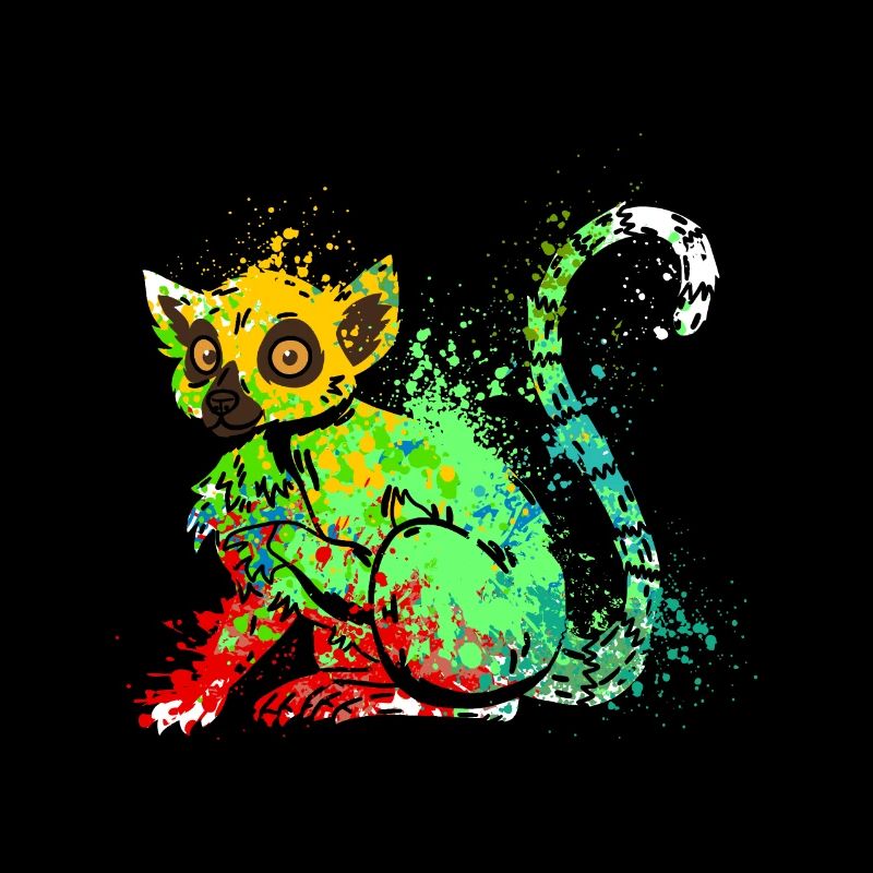 Splash Art Ringtail Maki Madagascar lemurs