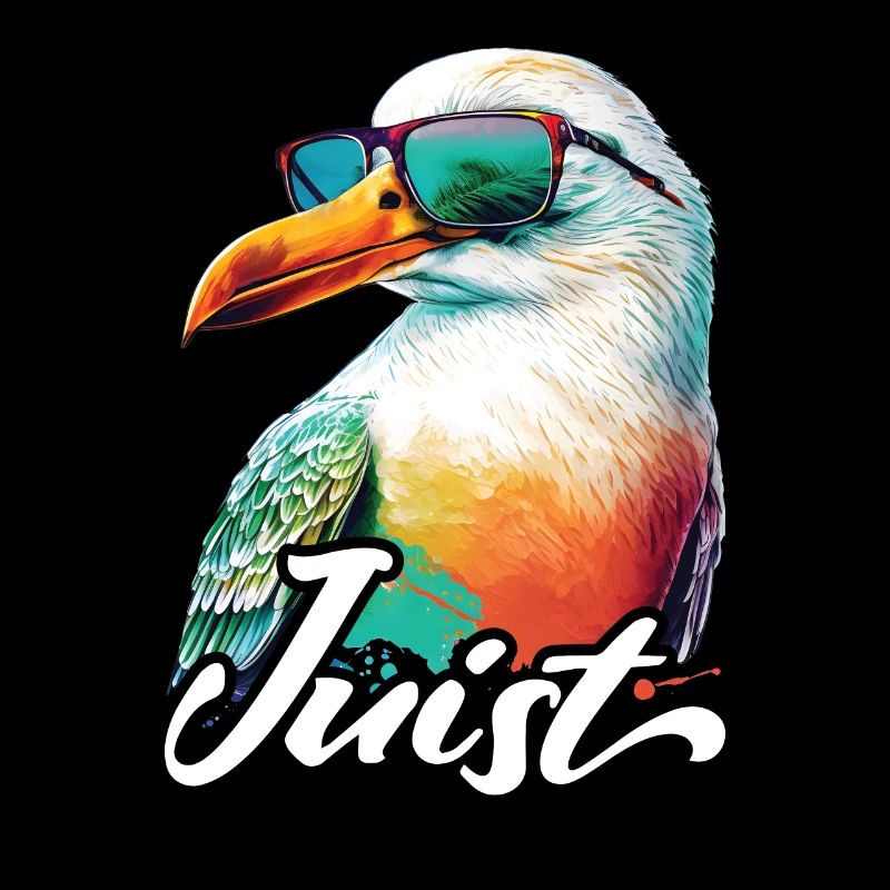 Juist Urlaub coole bunte Möwe mit Sonnenbrille