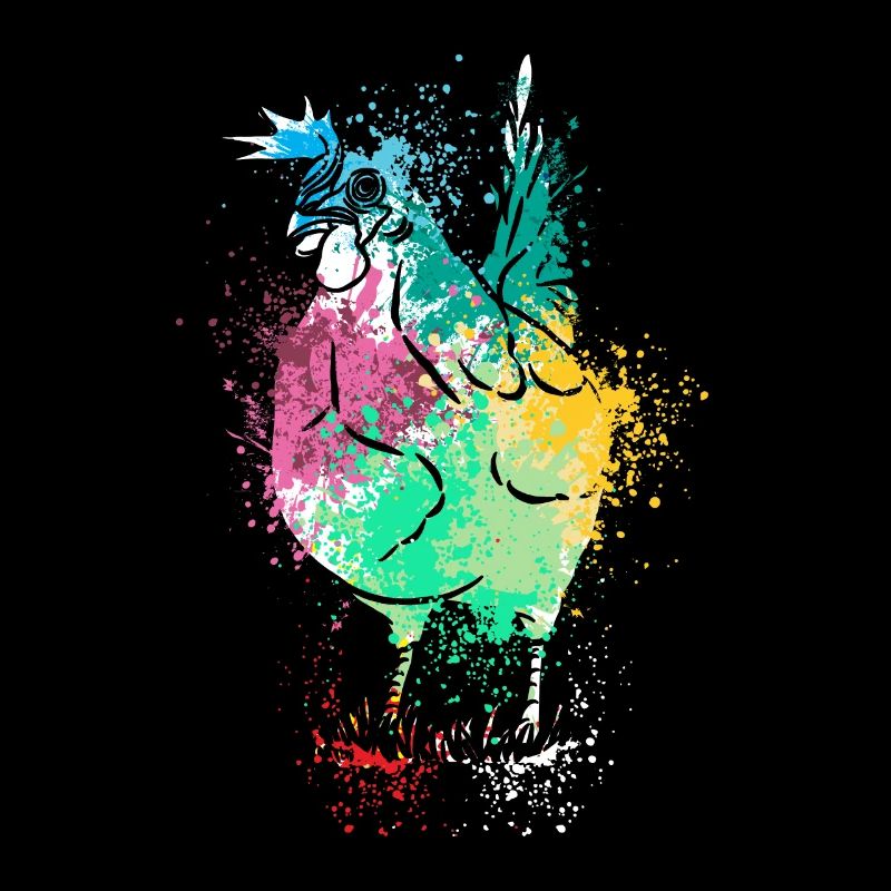 Colerfull Splash Art Farm animals chicken