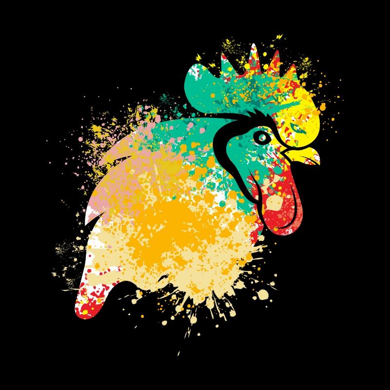 Colerfull Splash Art Farm animals chicken head