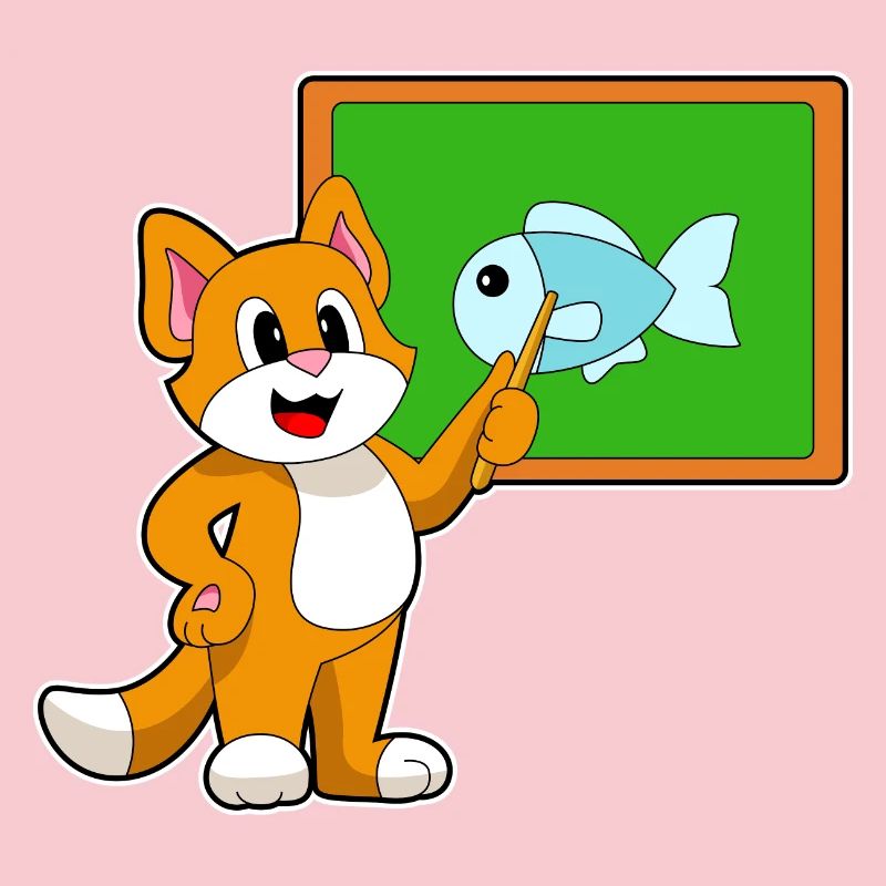 Cat Teacher Pointer Fish