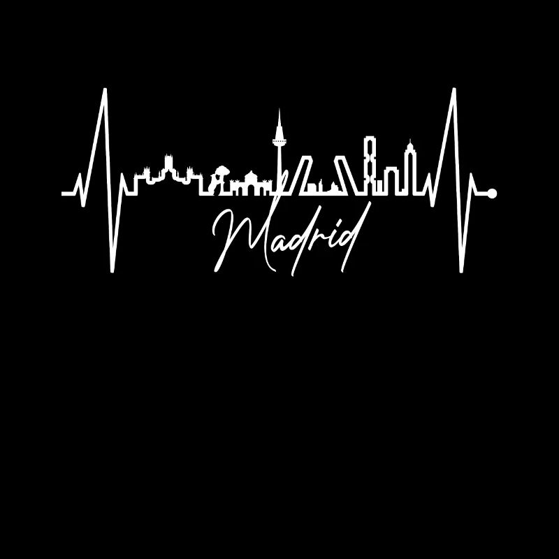 Madrid Skyline Heartbeat Espagne Silhouette Pulse