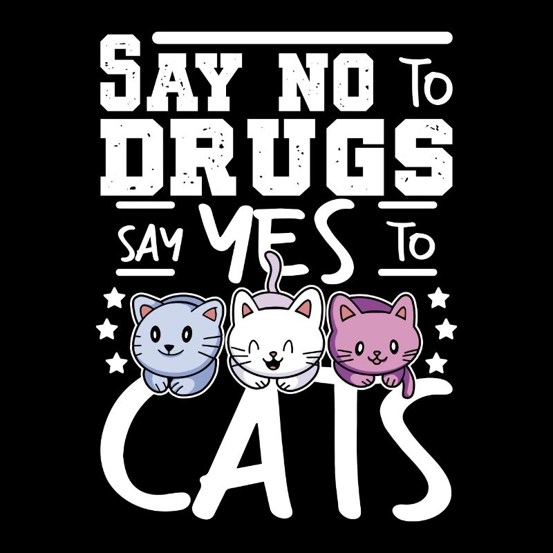 Dites non aux drogues Dites oui aux chats Ruban rouge