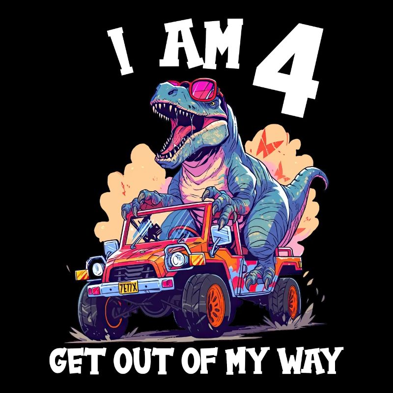 T-Rex conduit un camion monstre J’ai 4e anniversaire