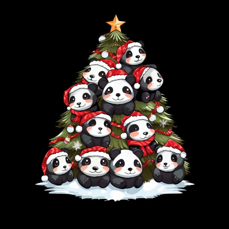 Panda de Noël sapin sapin