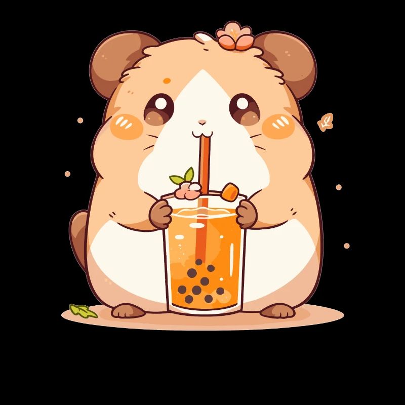 Kawaii Hamster trinkt Boba Bubble Tea Chibi