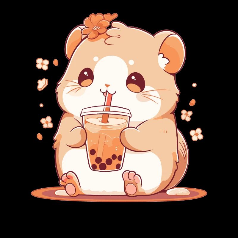 Kawaii Hamster trinkt Boba Bubble Tea Chibi