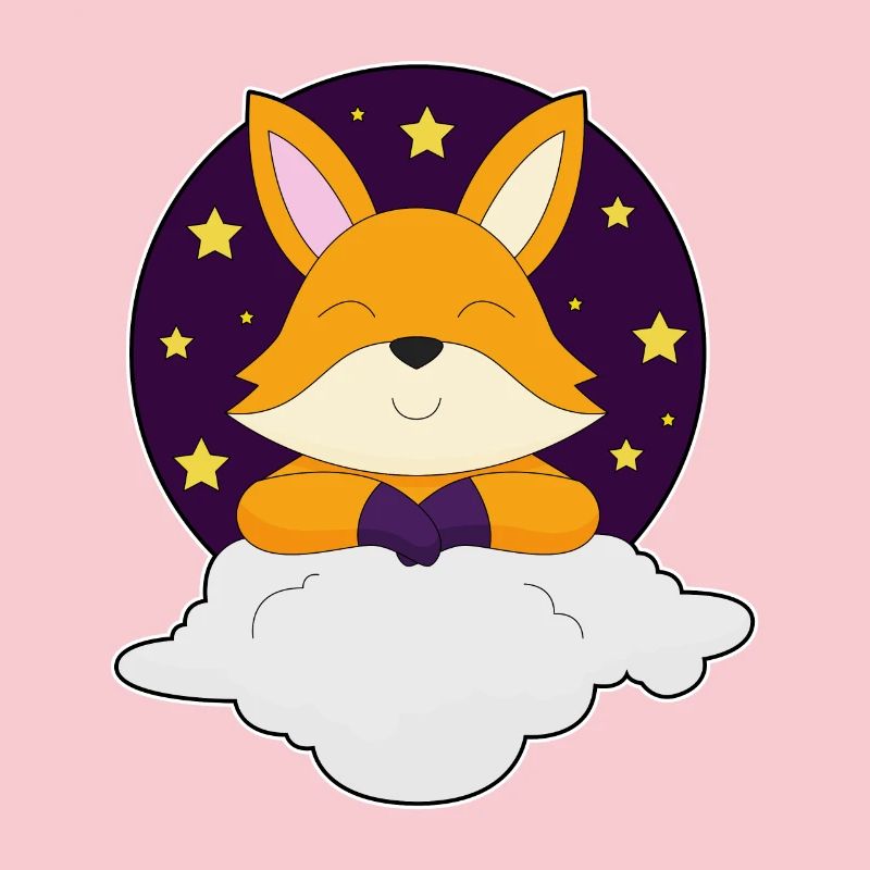 Fox, Night, Clouds, Stars
