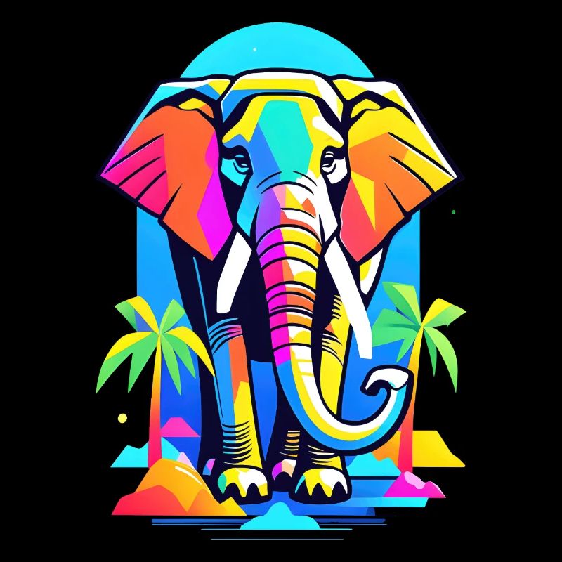 Éléphant coloré dans la conception de l’arc-en-ciel de la jungle