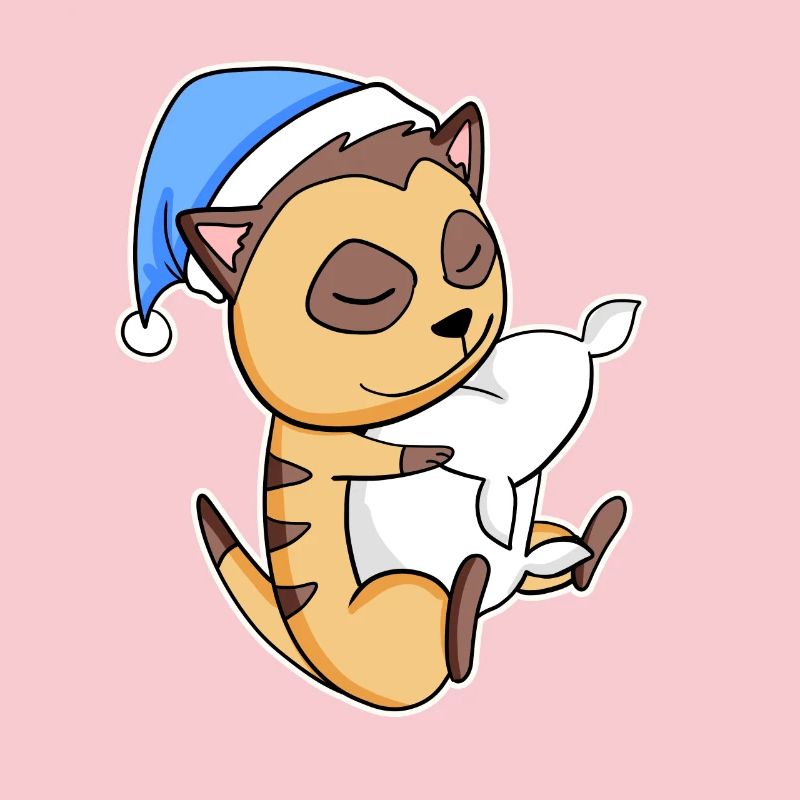 Meerkat with pillow and sleepy cap