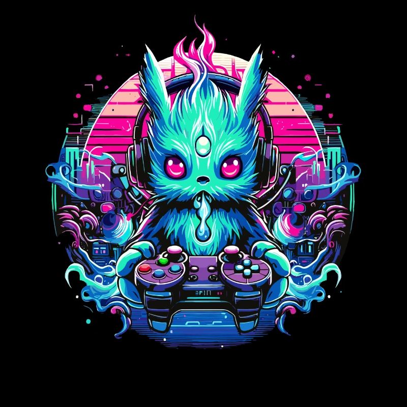 Synthwave Gamer Gaming Alien