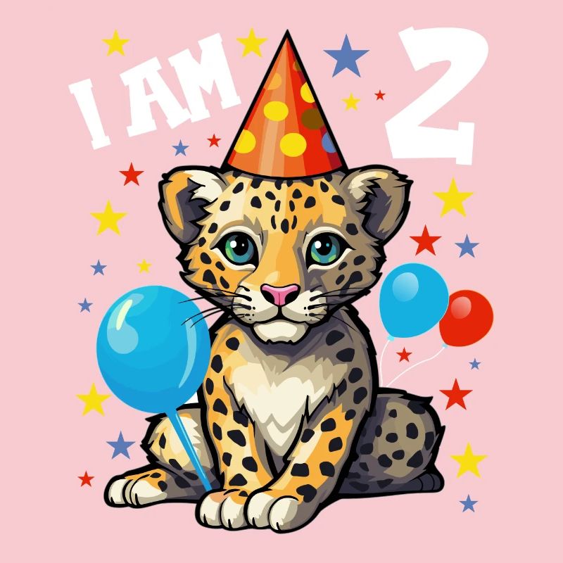 2. Geburtstag Ich bin 2 Jahre alt Leoparde Leopard