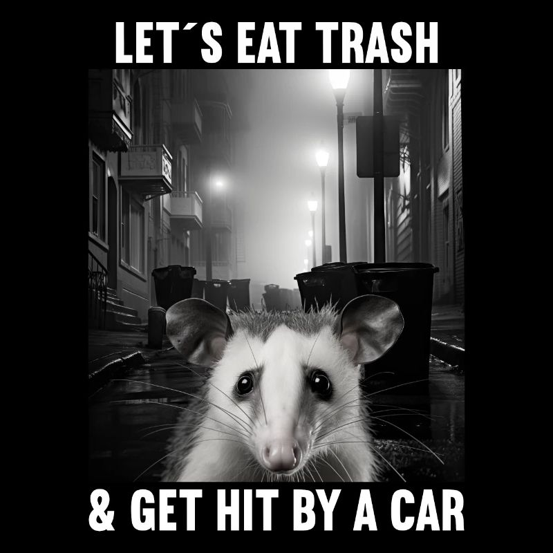 Lets eat Trash and get hit by a Car Opossum Possum
