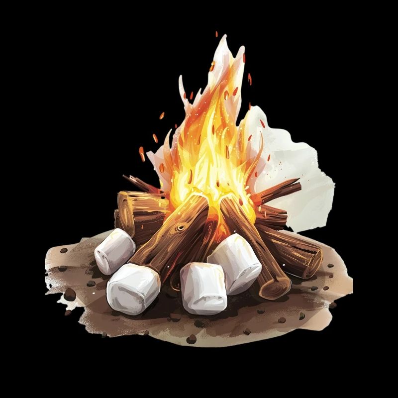 Feu de camp confortable avec guimauves