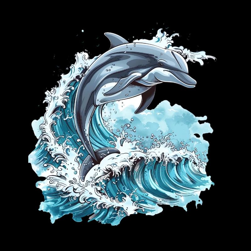 Dolphin Surrounded by Ocean Waves