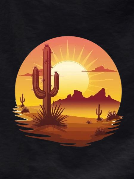 Sunset Cactus Desert Landscape