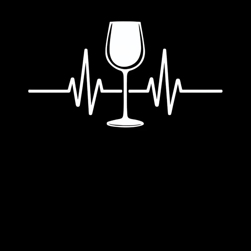 Weinglas Herzschlag EKG Linien Design