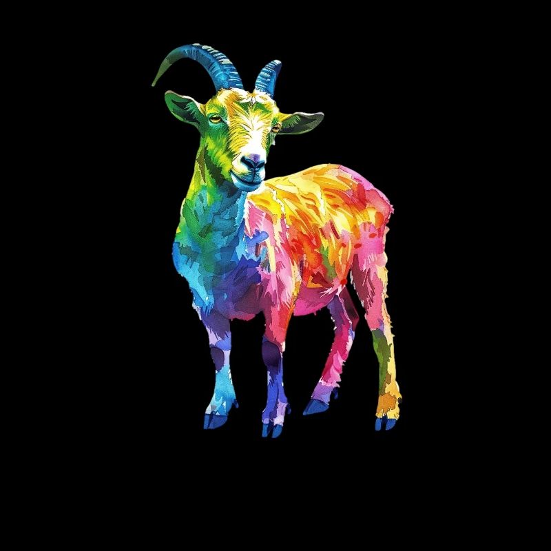 Colorful Goat Abstract Art for Animal Lovers