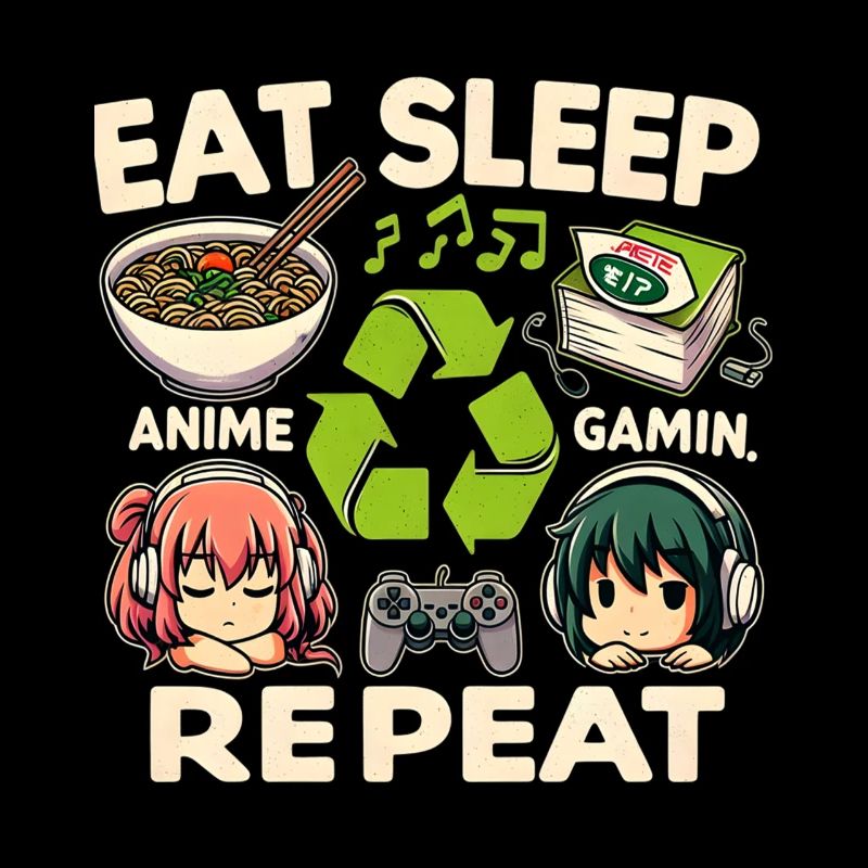 Mignon Anime Manger Dormir Anime Répéter Manga