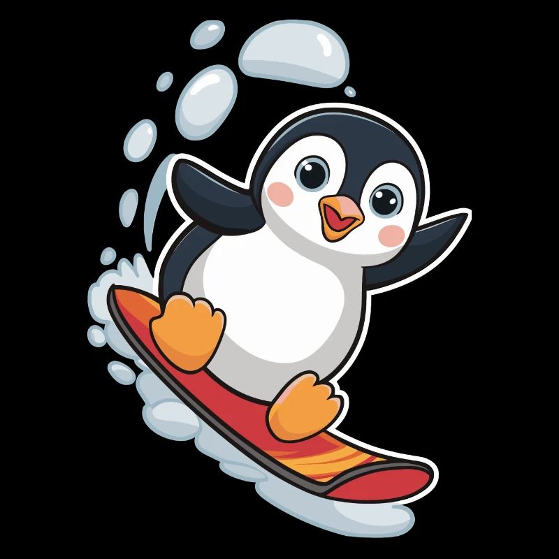 Snowboard Pingouin Snowboarder Mignon