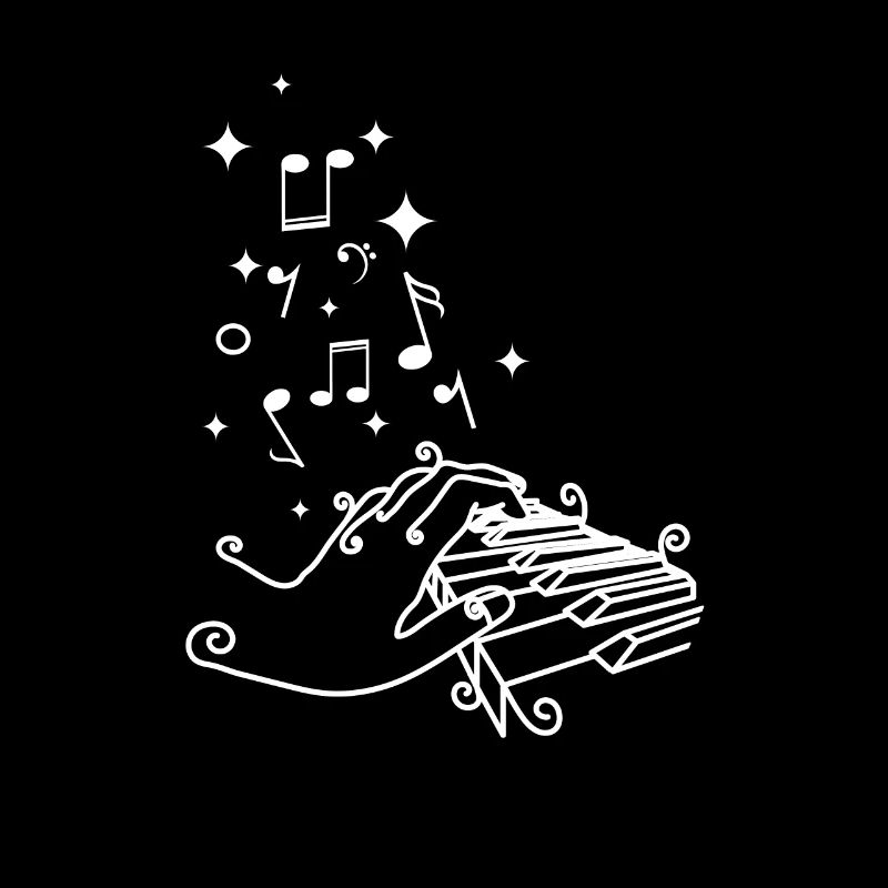 Drawn line art piano player