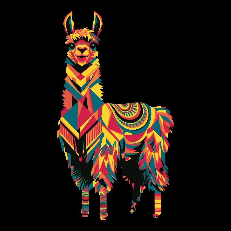 Colorful llama in geometric style