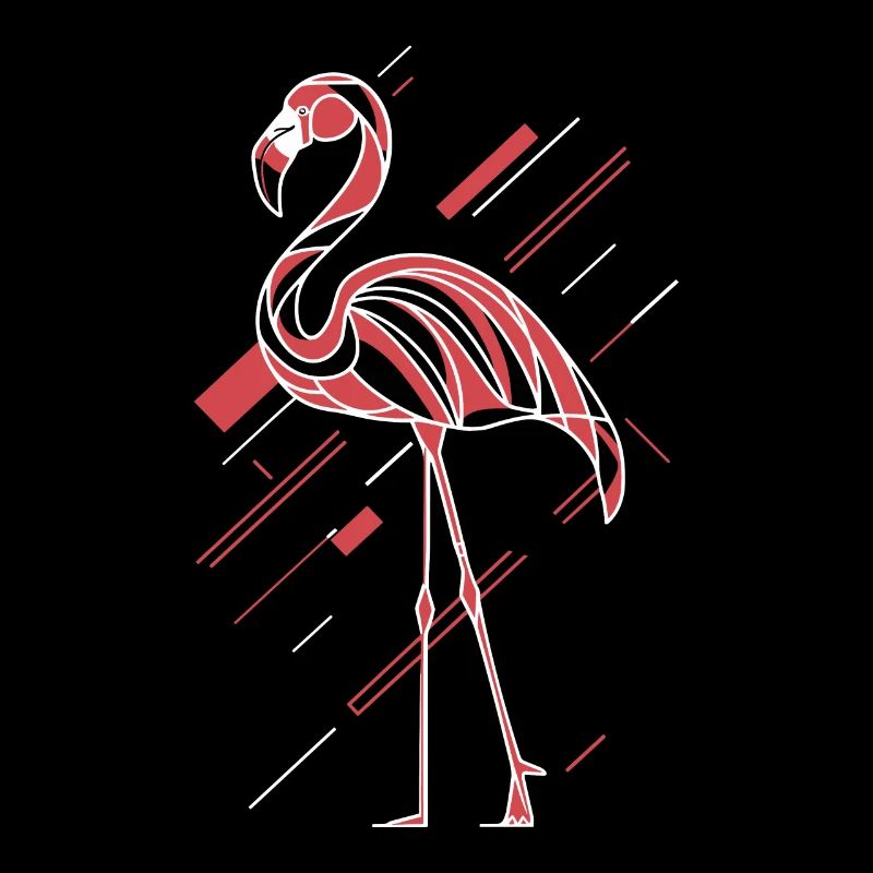 Flamant rose abstrait aux lignes géométriques