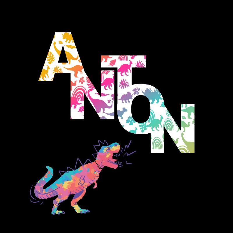 ANTON - Schöner Jungen Name mit Dinosaurier