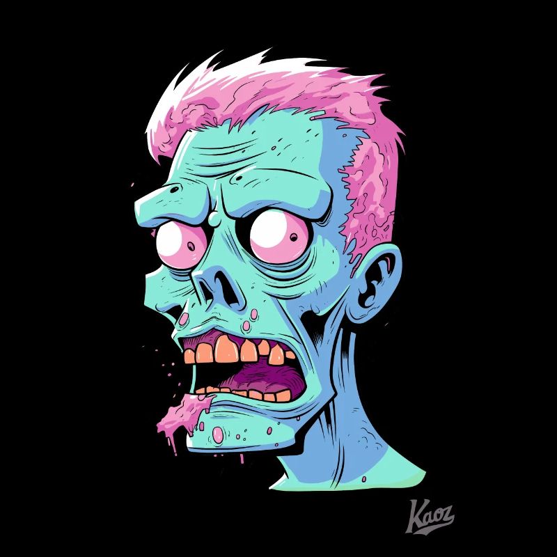 Crazy funny cartoon zombie guy