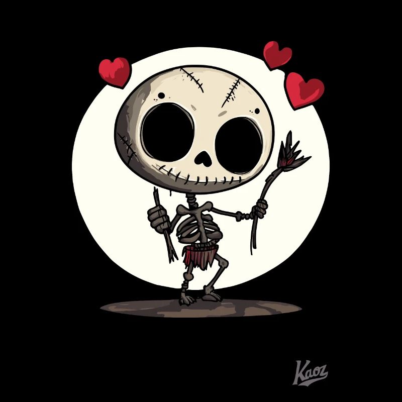 Voodoo Doll Skeleton with Hearts and Love