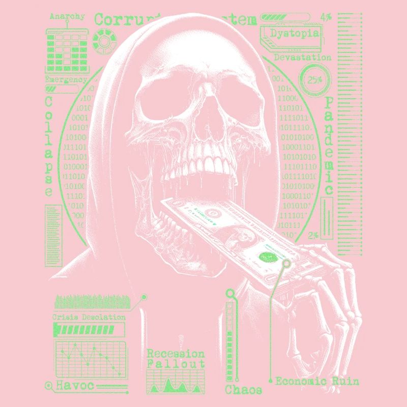 Hacker Skull Eating Dollar - Anarchy & Corruption