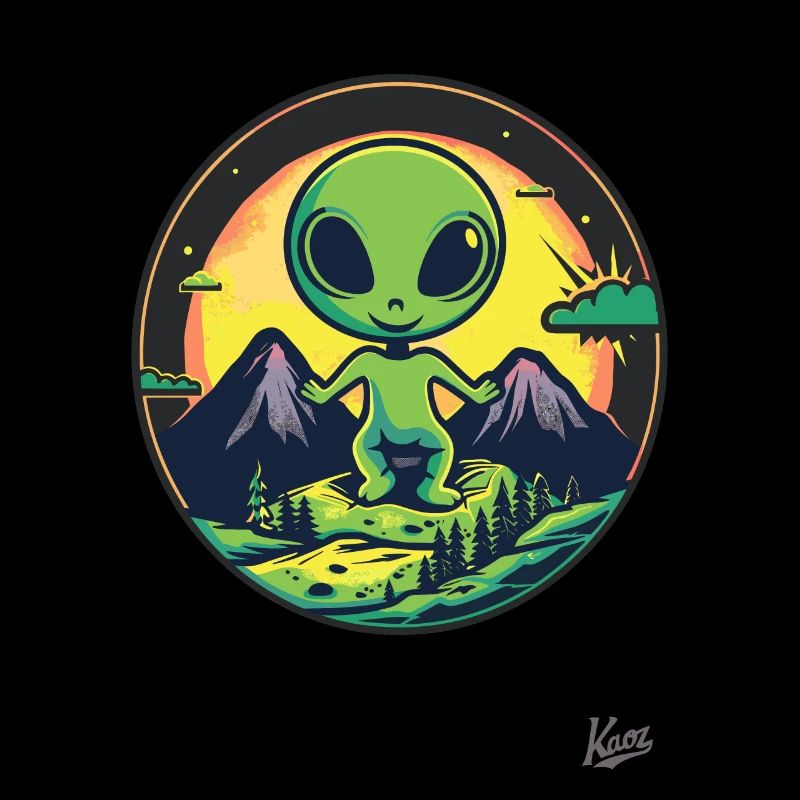Un mignon extraterrestre vert aime la nature