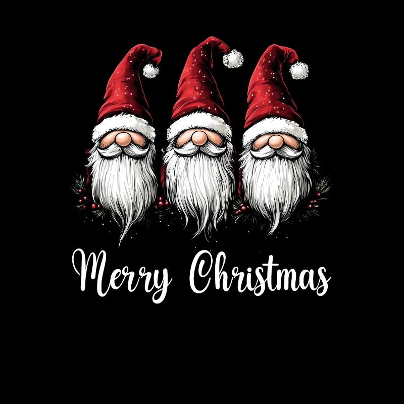 Trois nains de Noël avec des chapeaux de Noël