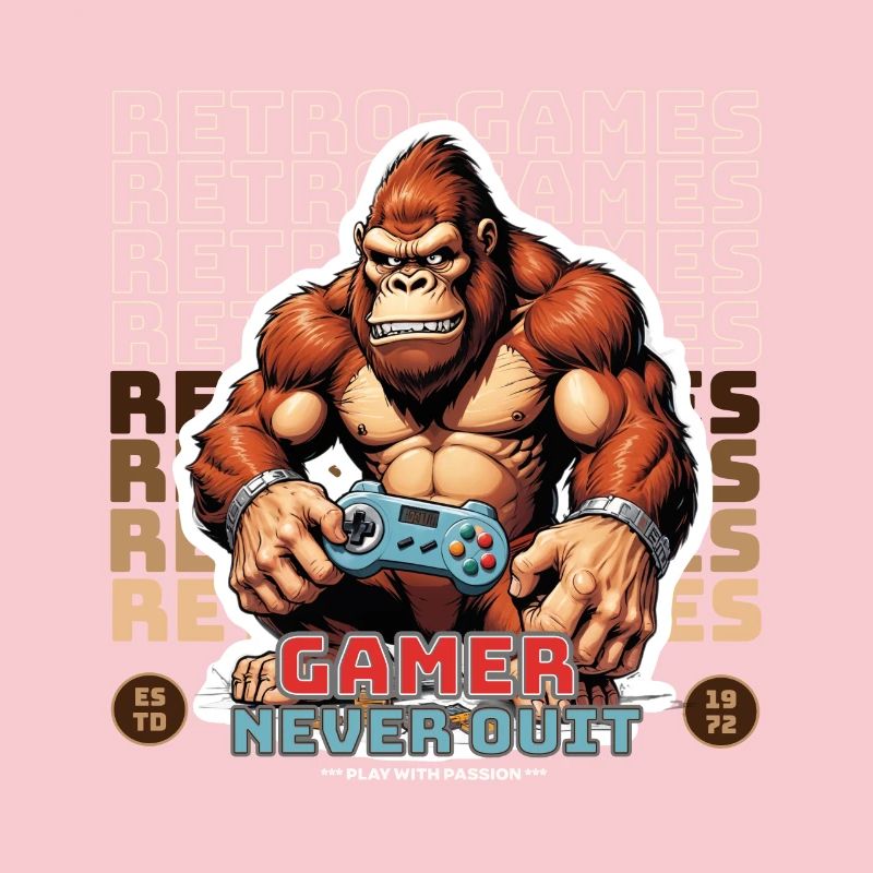 Retro Gamer Never Quit Monkey with Controller