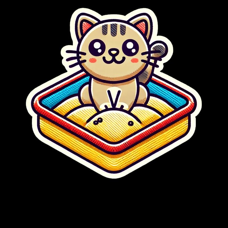 Cute Cat sitting in the sandbox Patch style