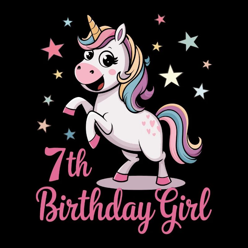 Lustiges Einhorn 7. Geburtstag Mädchen