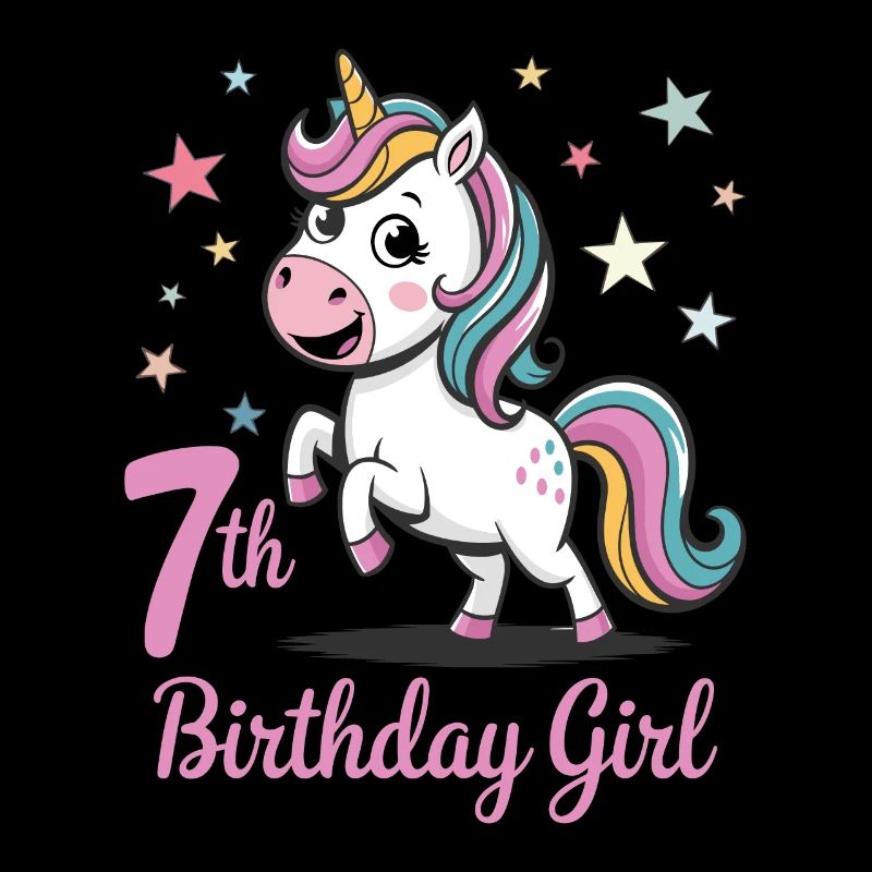 Lustiges Einhorn 7. Geburtstag Mädchen