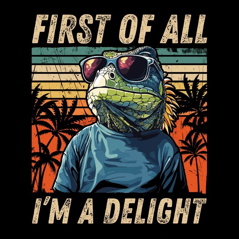 Vintage Iguana Art - Colored Sunset Look