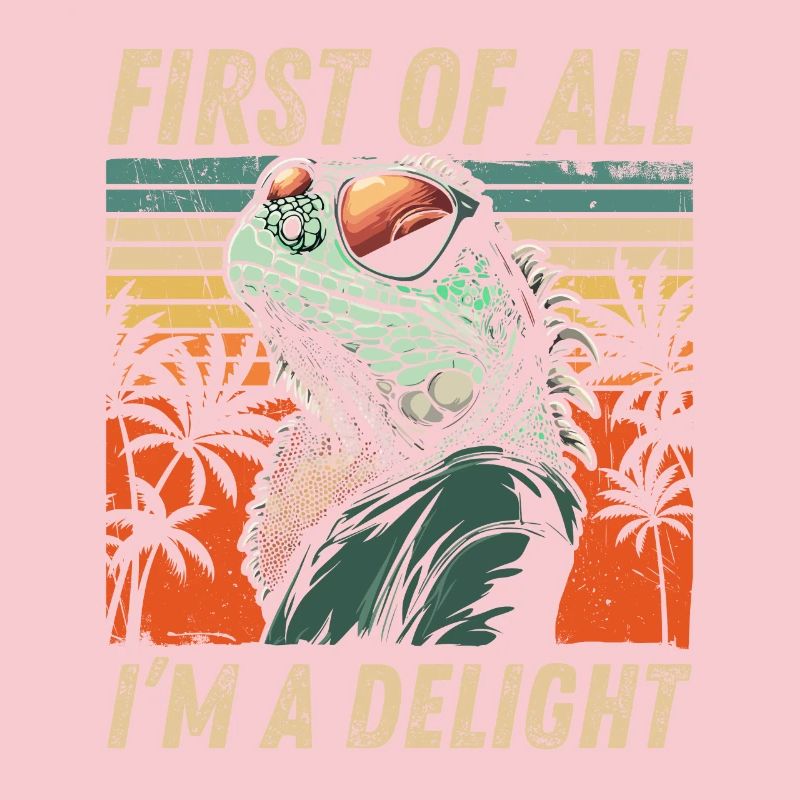 Cheeky Iguana - Retro Sunset Palm Tree Design