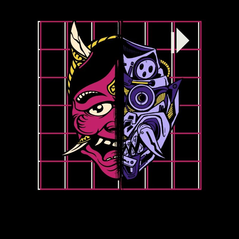 Kanji Japan Oni Dämon Maske Ninja Samurai