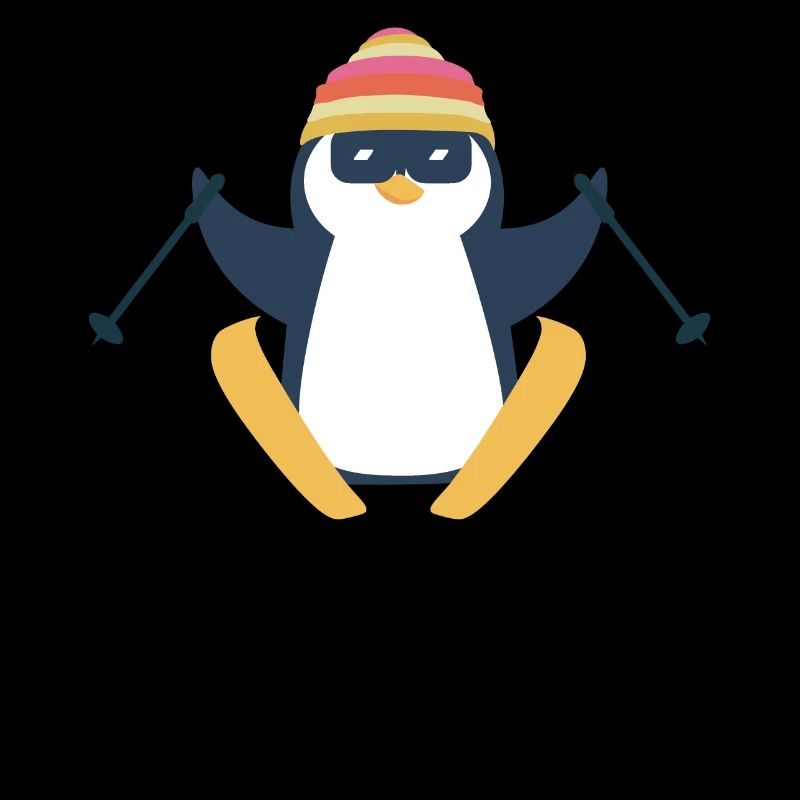 Verschneiter Winter Ski Pinguin Seevogel Pinguin