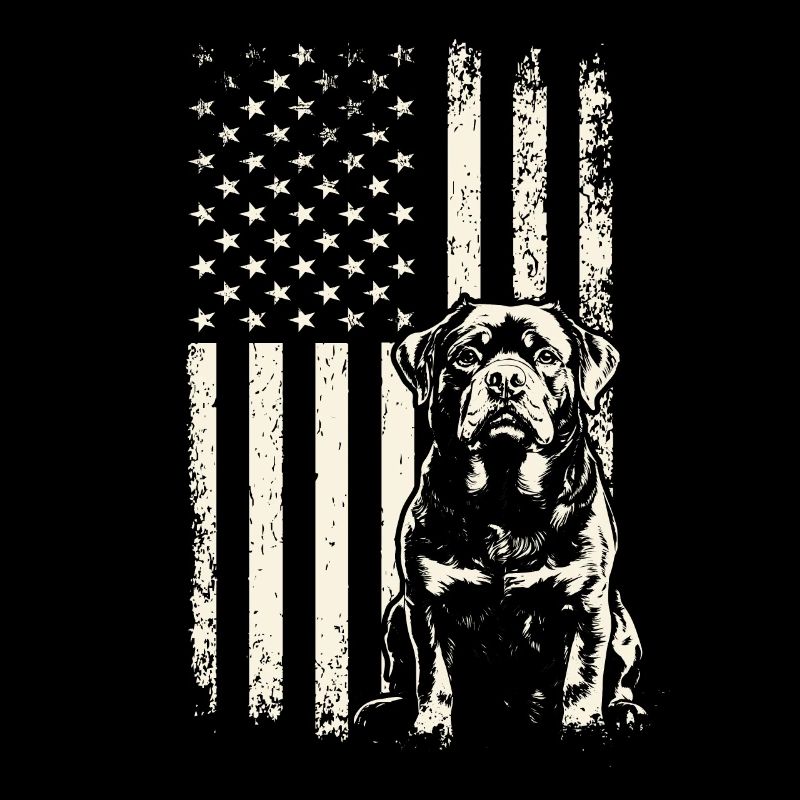 hoSitzender Rottweiler USA 4. Juli und Veterans Da