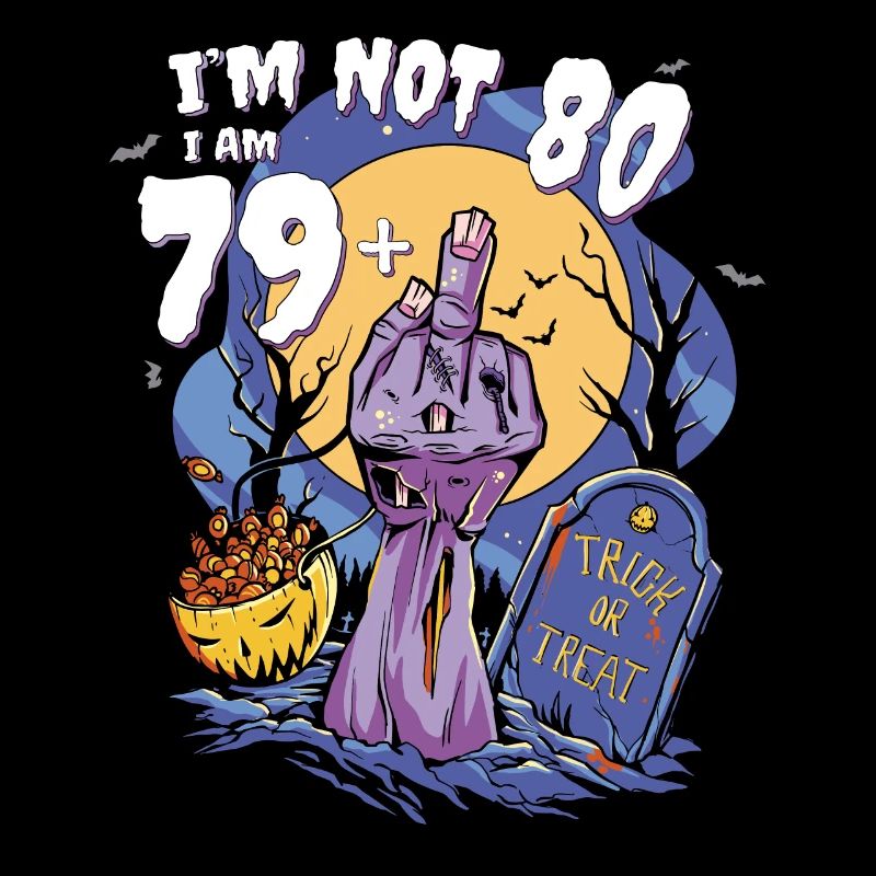 Spooky 80th Birthday - 79 + Middle Finger Zombie