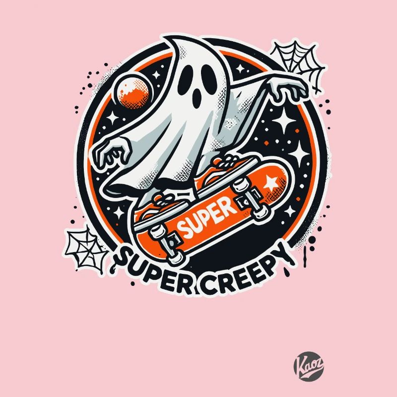 Scary ghost skateboarder on skateboard