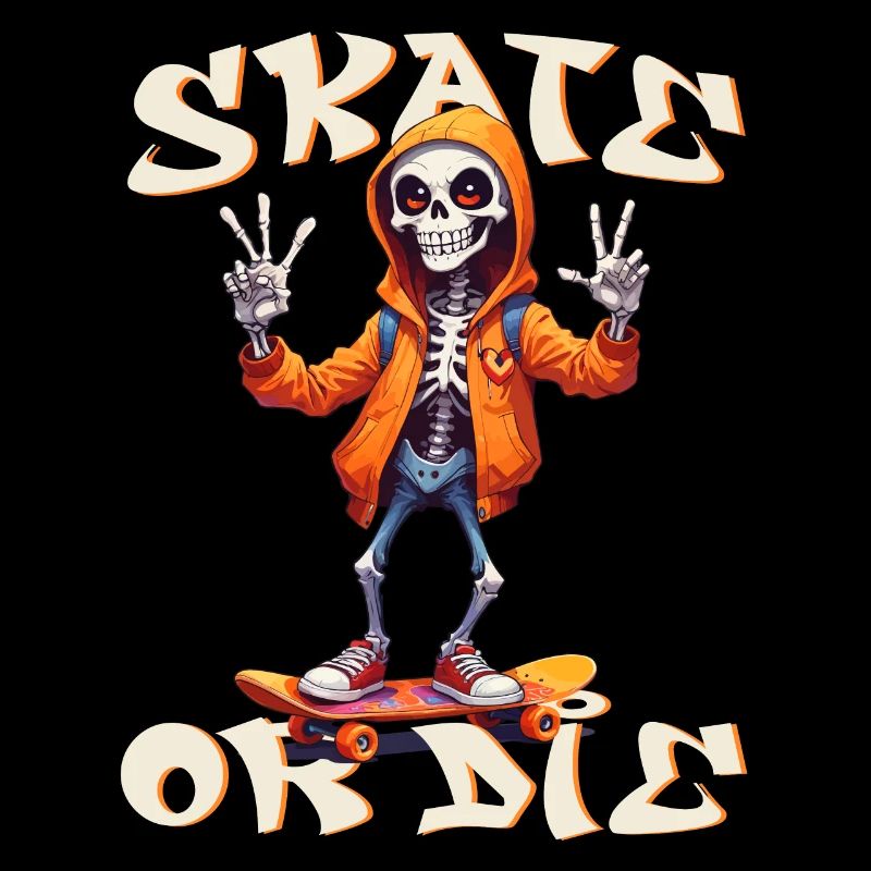 Skate or die: skull skeleton Skateboard humor